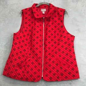 Chico's Quilted Lightweight Full Zip Red Vest Size L